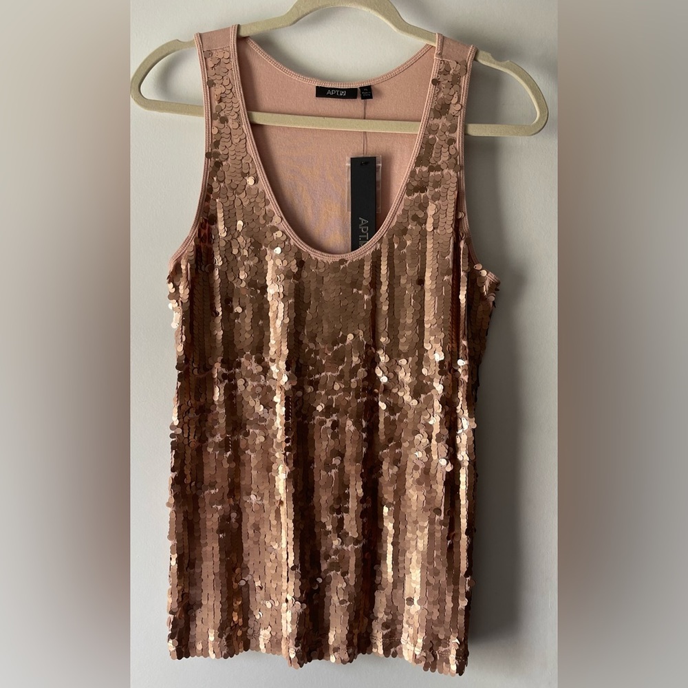 NWT! APT 9 KOHL’S RV $40 METALLIC SEQUIN FRONT TANK TOP IN PEACHY MAUVE SIZE XL